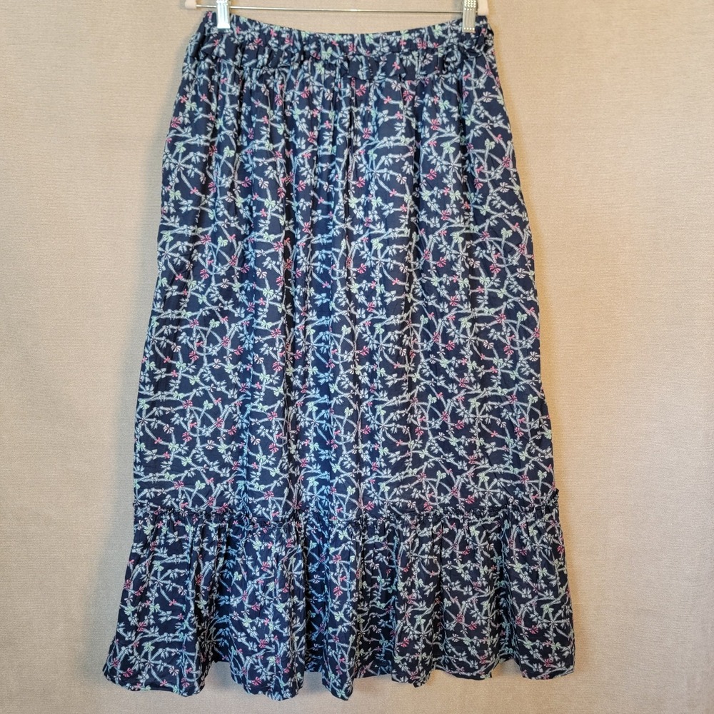 Simply Southern Skirt Ophelia Dark Floral Cotton Tiered Maxi Womens Large
